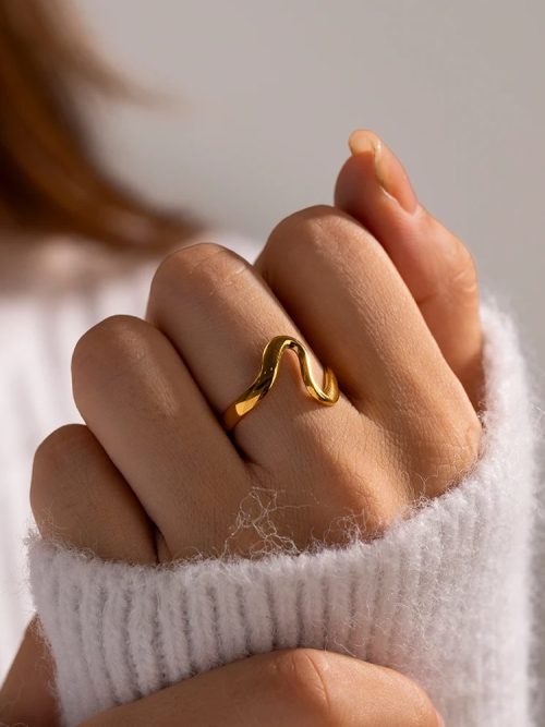 Minimalist Irregular Geometric Ring |Gold