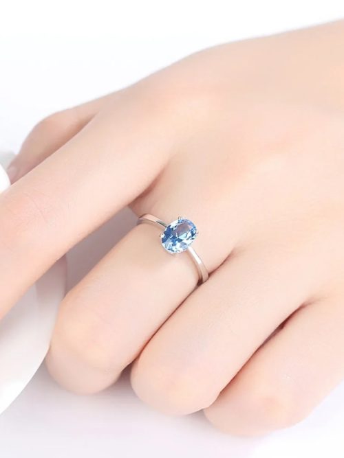 Luxury Blue Topaz Wedding Ring |Sterling Silver