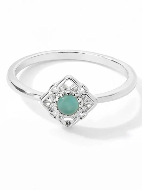 Vintage Boho Square Lotus Flower Ring |Gold